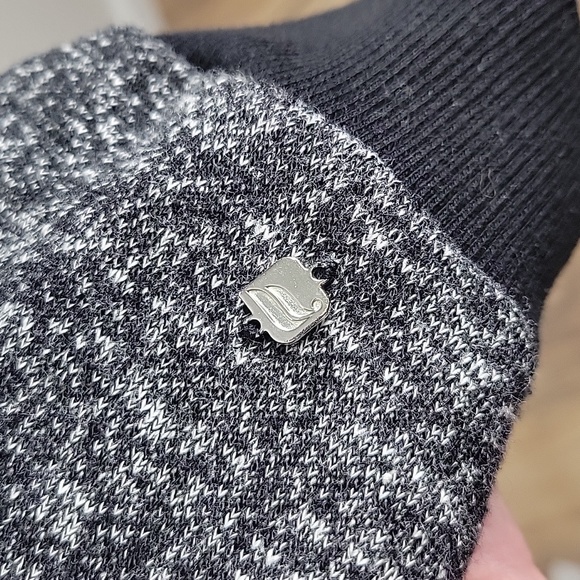 Fabletics Black White Marled Overlap Trim Sweatershirt - Picture 2 of 9